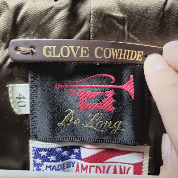 Delong Glove‎ Cowhide Leather Coat Jacket USA Retro 70’s Belted. Size 40 Vintage - Picture 7 of 8